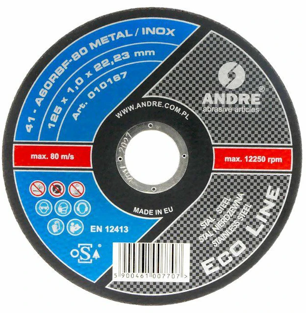 ANDRE PJOVIMO DISKAS METALUI 125 x 1,0mm METAL/INOX ECO LINE