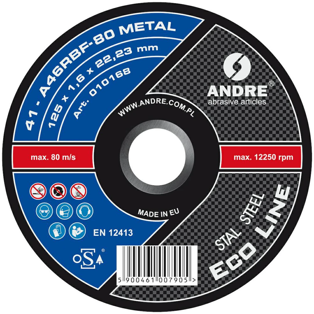 ANDRE PJOVIMO DISKAS METALUI 125 x 1,6mm METAL ECO LINE