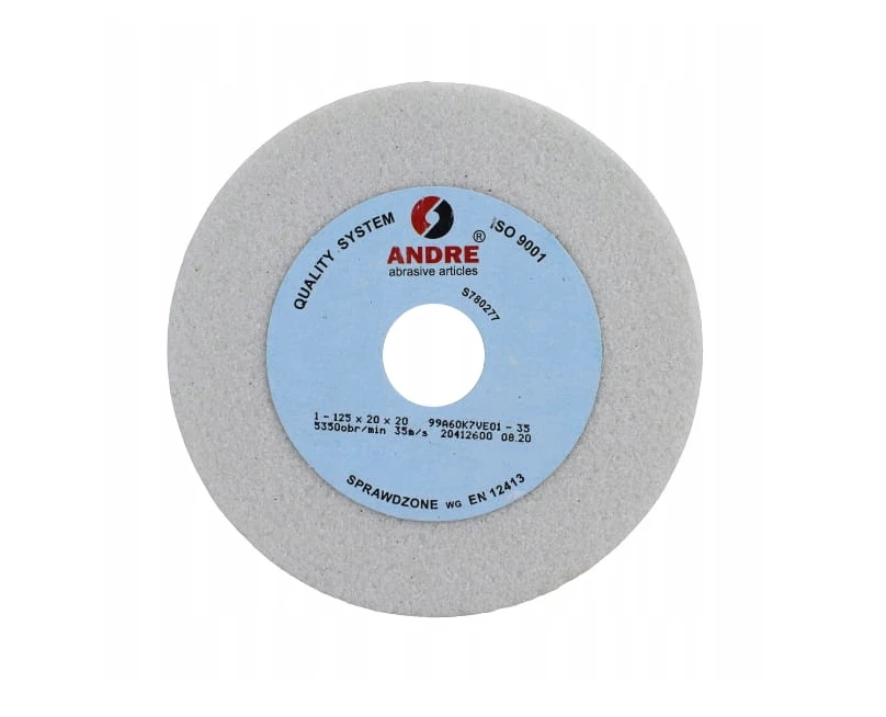 ANDRE PLOKŠČIAS ŠLIFAVIMO DISKAS 125mm x 20mm x 20mm 99A60K7VE01-35 Baltas „1 TIPAS”