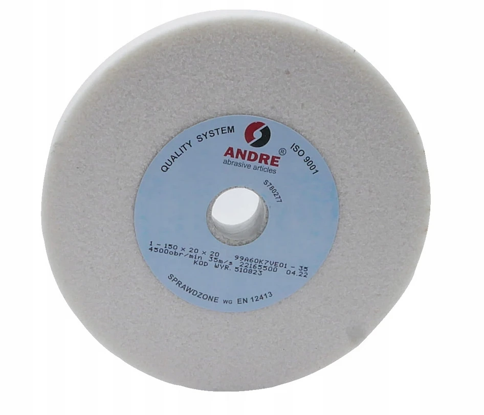 ANDRE PLOKŠČIAS ŠLIFAVIMO DISKAS 150mm x 20mm x 20mm 99A60K7VE01-35 Baltas „TYP 1”