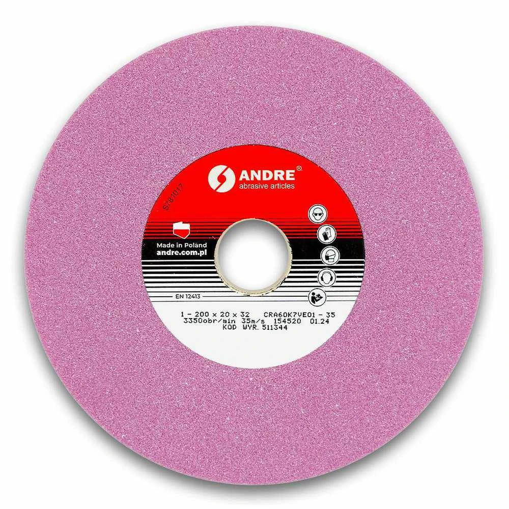 Techniflex ANDRE PLOKŠČIAS ŠLIFAVIMO DISKAS 200mm x 20mm x 32mm CRA60K7VE01-35 ROŽINIS „TIPAS 1”