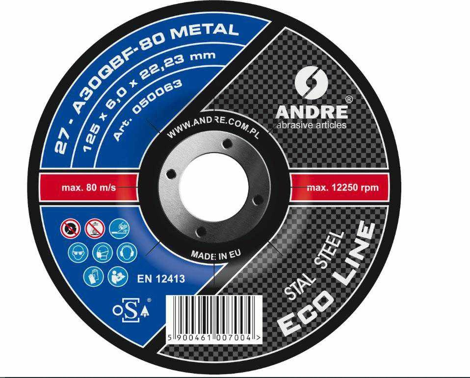 ANDRE ŠLIFAVIMO DISKAS METALUI 125 x 6,0mm METAL ECO LINE A30QBF