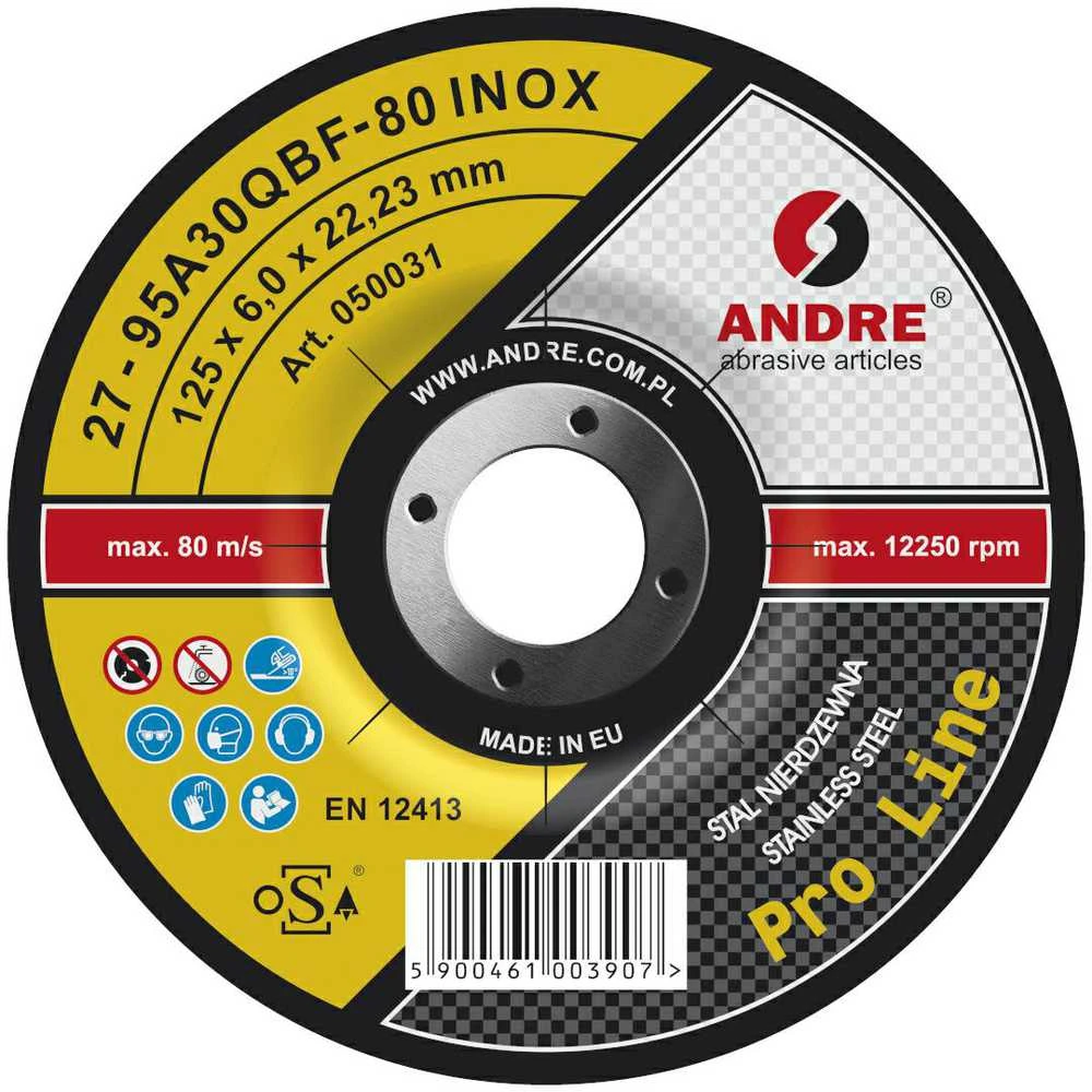 ANDRE ŠLIFAVIMO DISKAS METALUI 125 x 6,0mm INOX PRO LINE 95A30QBF