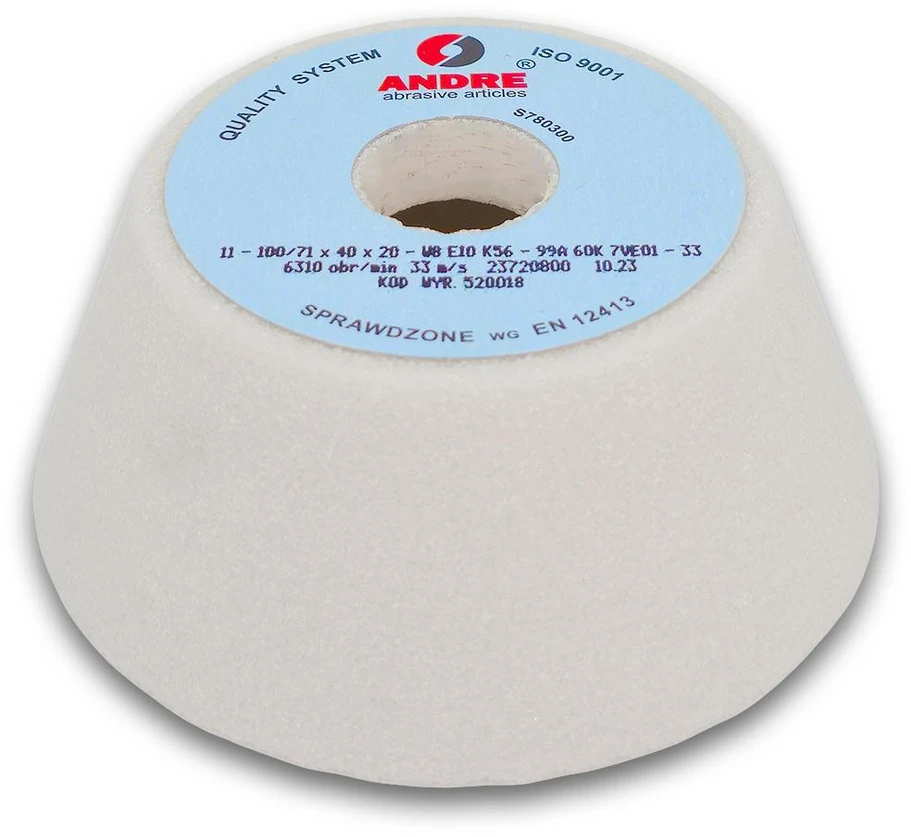 ANDRE TAURELĖS FORMOS ŠLIFAVIMO DISKAS 125mm x 40mm x 20mm 99A46K7VE01-30 Baltas „TYP 11”