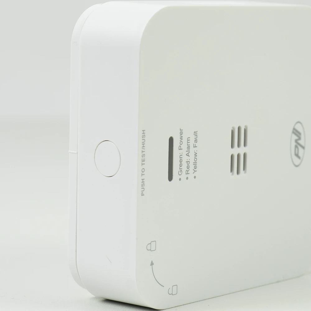 Anglies monoksido (CO) jutiklis PNI SafeHouse HS281 su „Wi-Fi“, valdymas per „Tuya Smart“ programėlę, maitinimas AA baterijomis, 85dB, garsinis ir vaizdinis signalas, tylusis aliarmas