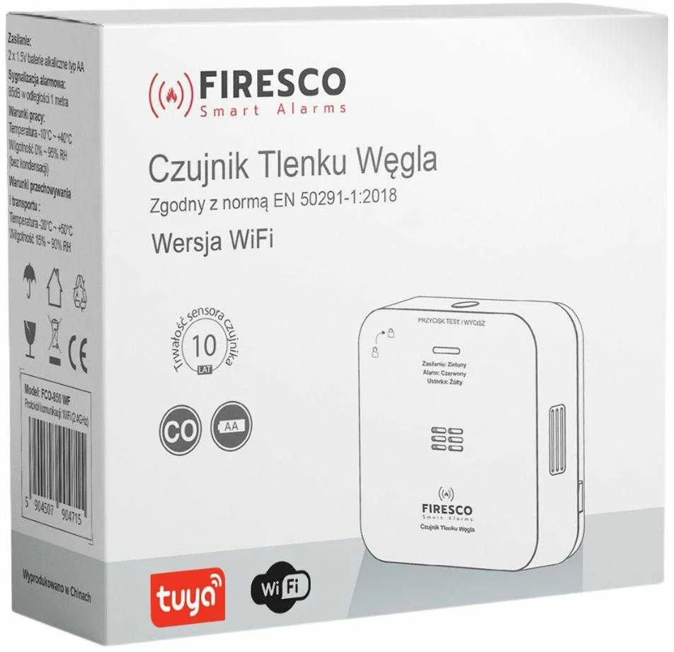 Anglies monoksido jutiklis Firesco FCO-850 WF Wi-Fi Tuya Smart Life