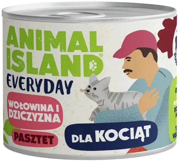 ANIMAL ISLAND Kasdienis jautiena ir žvėriena kačiukams - šlapias kačių ėdalas - 185 g