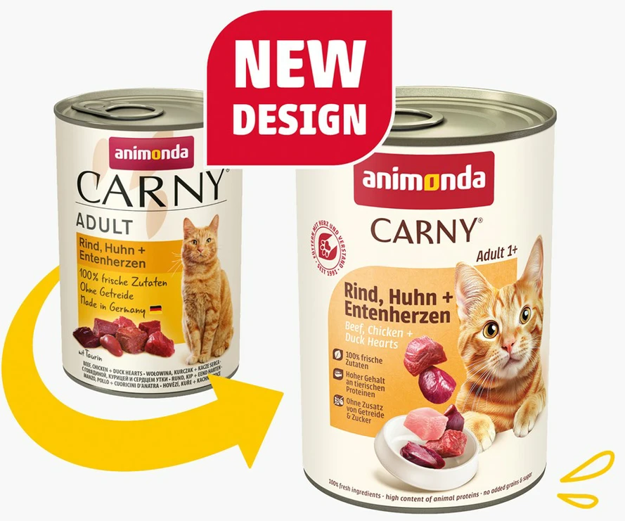 Animoda Drėgnas Kačių Maistas - Animonda Carny Jautiena, Vištiena ir Ančių Širdelės 400g