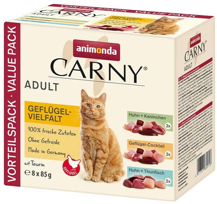ANIMONDA Carny Adult paukštienos mišinys - šlapias kačių ėdalas - 8x85g