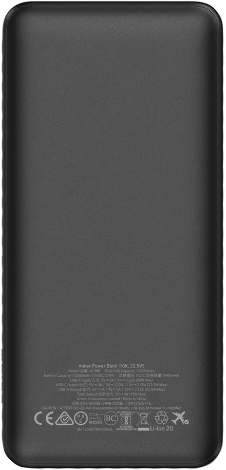 ANR Anker A1388G11 nešiojamasis įkroviklis 10000 mAh Juoda