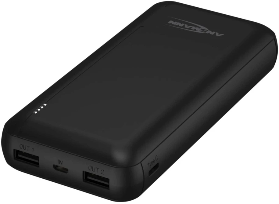 Išorinė baterija POWER BANK ANSMANN (PB212) 20000mAh (2xUSB; 1xUSB-C) juoda
