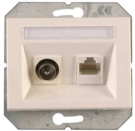 TV antenos ir kompiuterio lizdas (RJ45) VILMA XP 500 be rėmelio, baltas