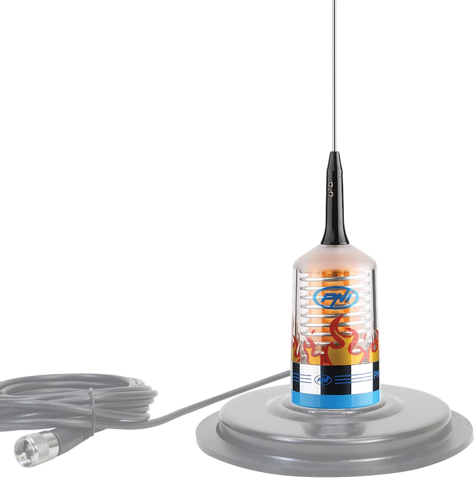 Antenos komplektas CB PNI TRUCKER 9000 PL su LED, ilgis 140 cm, 26-28MHz, 1000W, komplekte yra lipnus vėliavėlės laikiklis