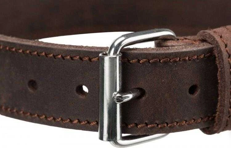 TRIXIE Rustic rieb. odos antkaklis, S-M 34-40cm/25mm, tams. rudas