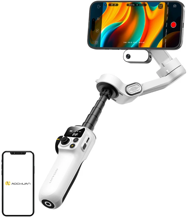 AOCHUAN P2 stabilizatorius su dirbtinio intelekto jutikliu (Baltas)