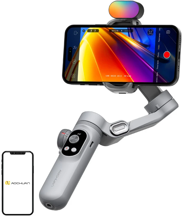 AOCHUAN X Pro stabilizatorius su RGB apšvietimu (pilkas)