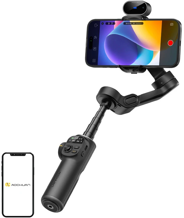 AOCHUAN X2 stabilizatorius su dirbtinio intelekto jutikliu (juodas)