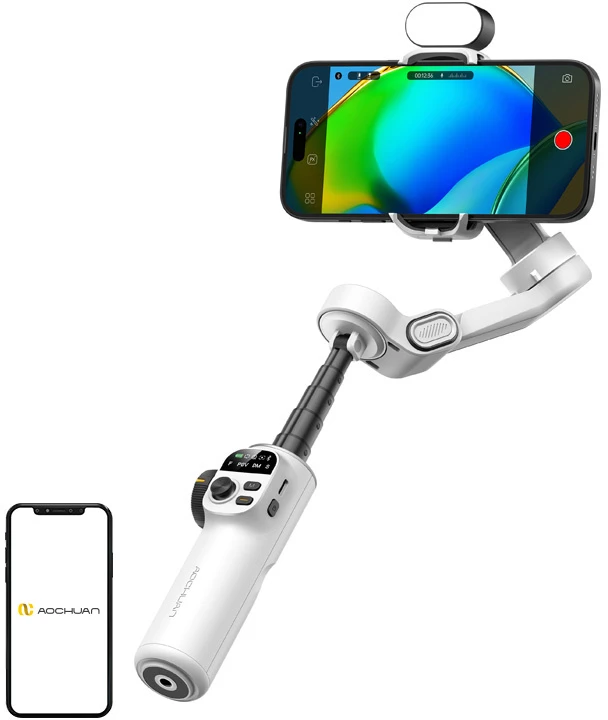 AOCHUAN X2 stabilizatorius su RGB apšvietimu (Baltas)