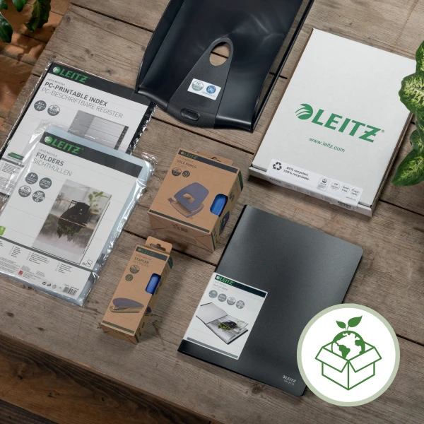 Aplankas dokumentams Leitz Recycle, A4, PP, 3 atvartai, juoodos sp.