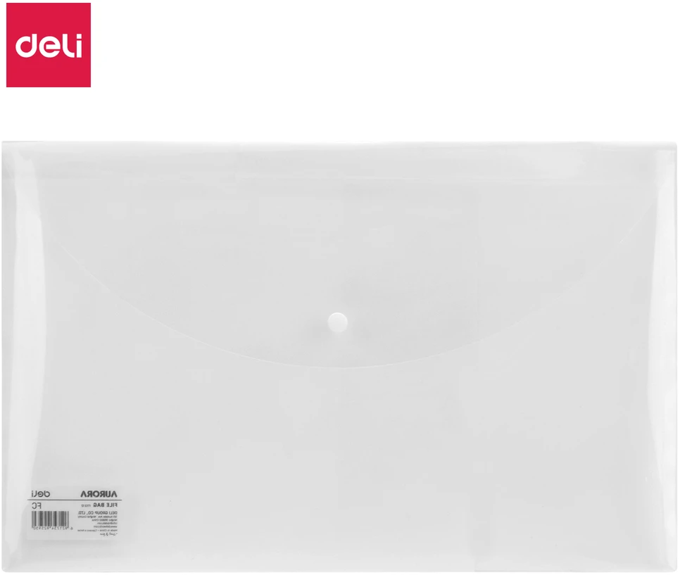 Aplankas-vokas DELI 11312 FC (241x372mm) su spaustuku, skaidrus