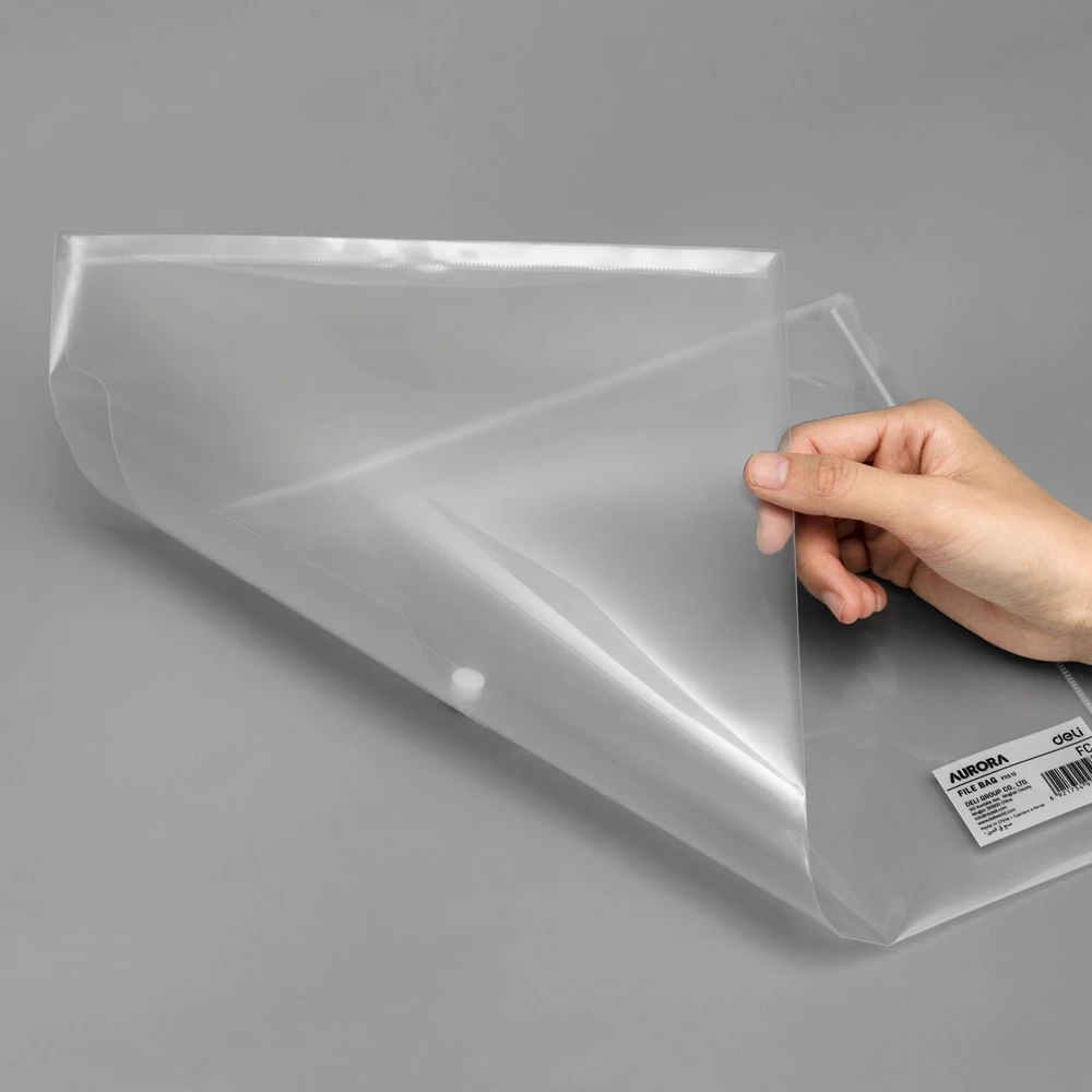Aplankas-vokas DELI 11312 FC (241x372mm) su spaustuku, skaidrus