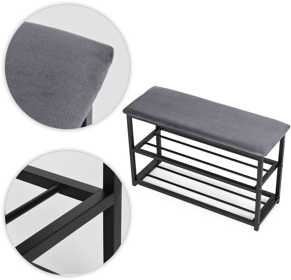 Modernhome Minkšta batų spintelė 80 cm, 2 lentynos