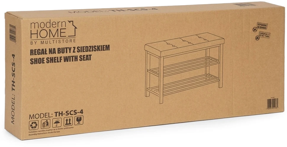 Modernhome Minkšta batų spintelė 80 cm, 2 lentynos