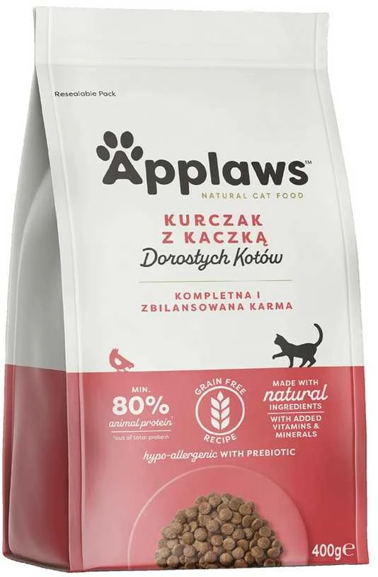APPLAWS sausas kačių ėdalas suaugusioms katėms su antiena, 400g