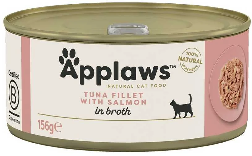 APPLAWS Tuna fillet with lašiša in broth – šlapias kačių maistas – 156g