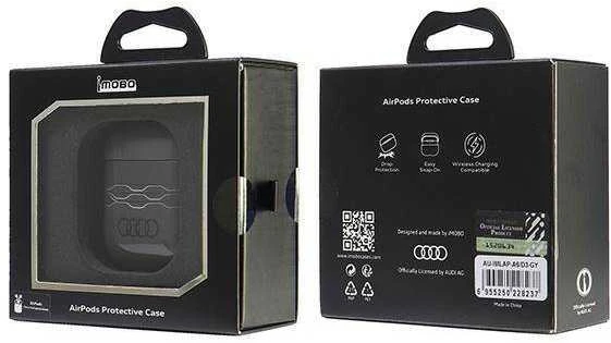 Audi IML Geometric Pattern AirPods 1/2 dėklas pilkos spalvos AU-IMLAP-A6/D3-GY