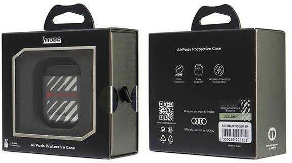 Audi IML Sport AirPods 1/2 dėklas juodos spalvos AUS-IMLAP-RSQ/D1-BK