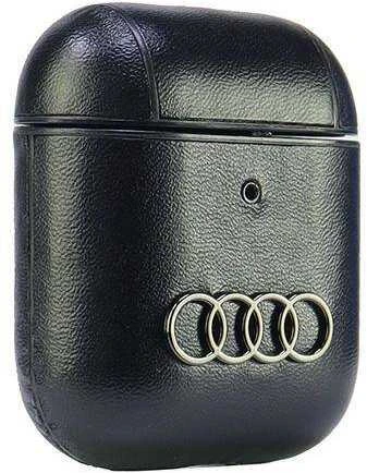 Audi Leather Big Logo AirPods 1/2 dėklas juodos spalvos AU-AP-GT/D3-BK