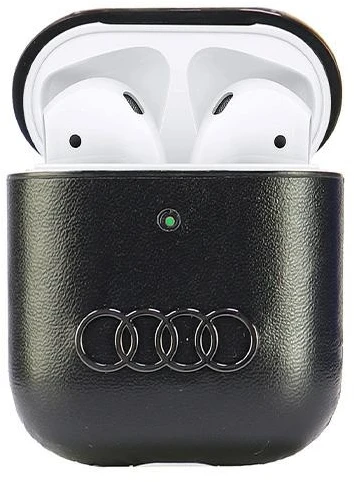Audi Leather Big Logo AirPods 1/2 dėklas juodos spalvos AU-AP-GT/D3-BK