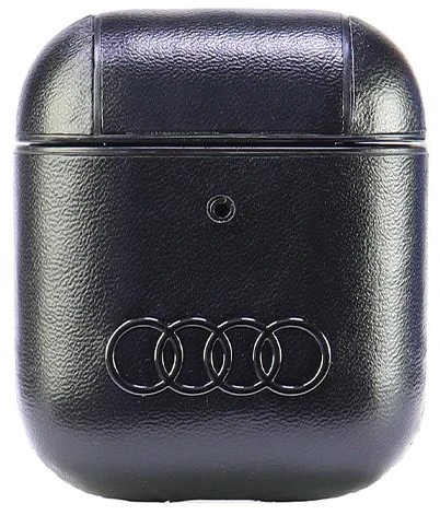 Audi Leather Big Logo AirPods 1/2 dėklas juodos spalvos AU-AP-GT/D3-BK