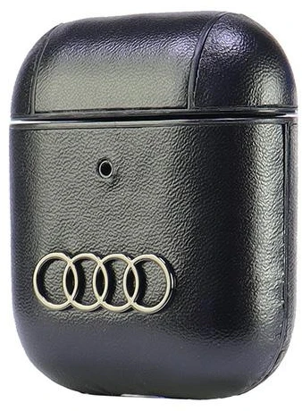 Audi Leather Big Logo AirPods 1/2 dėklas juodos spalvos AU-AP-GT/D3-BK