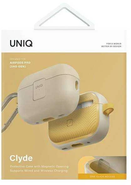 UNIQ Clyde Lock Dėklas AirPods Pro 2 (2022/2023) beige-geltonos spalvos/ivory-canary geltonos spalvos