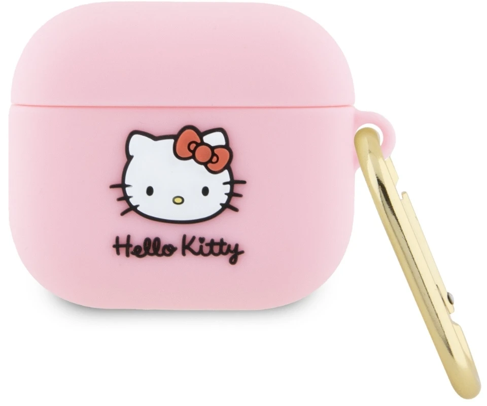 Hello Kitty HKA33DKHSP AirPods 3 Dėklas rožinės spalvos Silicone 3D Kitty Head