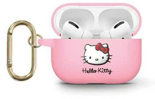Hello Kitty HKA33DKHSP AirPods 3 Dėklas rožinės spalvos Silicone 3D Kitty Head