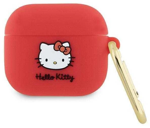 Hello Kitty HKA33DKHSF AirPods 3 dėklas fuksijos spalvos silikoninis su 3D Kitty galvute