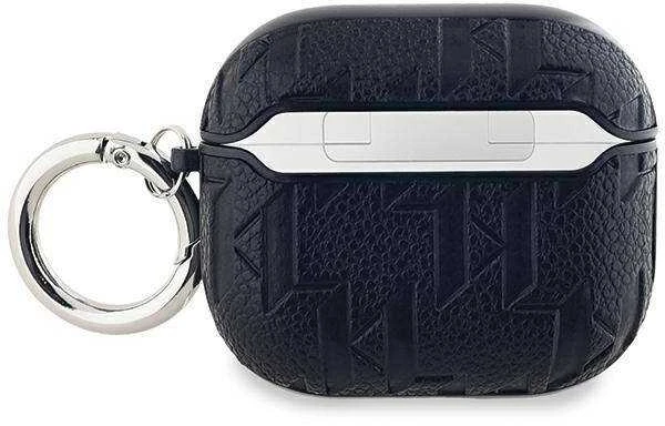 AirPods 3 Karl Lagerfeld dėklas Monogram Karl Head ausinių dėklas juodos spalvos