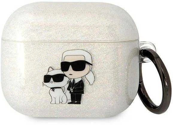 Karl Lagerfeld KLA3HNKCTGT Airpods 3 dėklas skaidrus Glitter Karl&Choupette