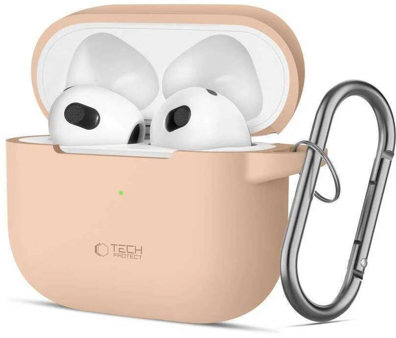 Apple AirPods 3 Tech-Protect silikoninis Caffe Latte dėklas ausinėms kreminės spalvos