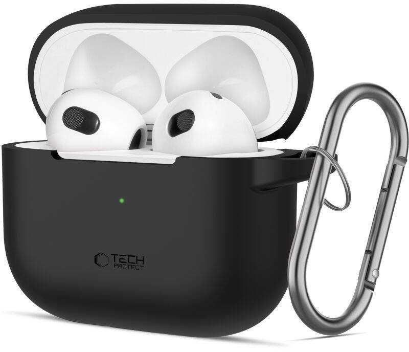 Apple AirPods 3 Tech-Protect silikoninis dėklas ausinėms juodos spalvos