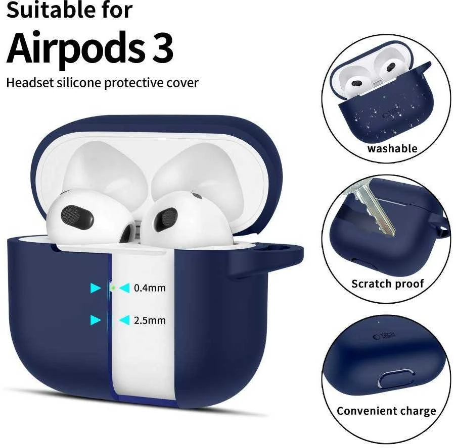 Apple AirPods 3 Tech-Protect silikoninis dėklas ausinėms mėlynos spalvos