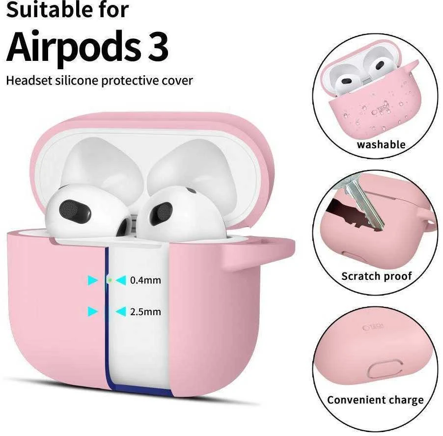 Apple AirPods 3 Tech-Protect silikoninis Dusty dėklas ausinėms rožinės spalvos