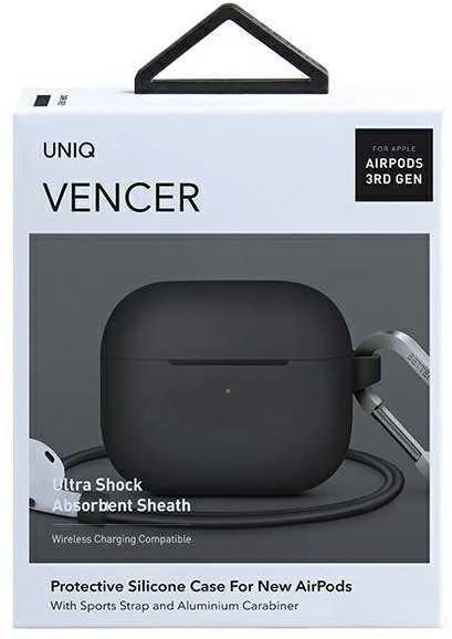 UNIQ Vencer dėklas AirPods 3 gen. Silicone charcoal dark pilkos spalvos