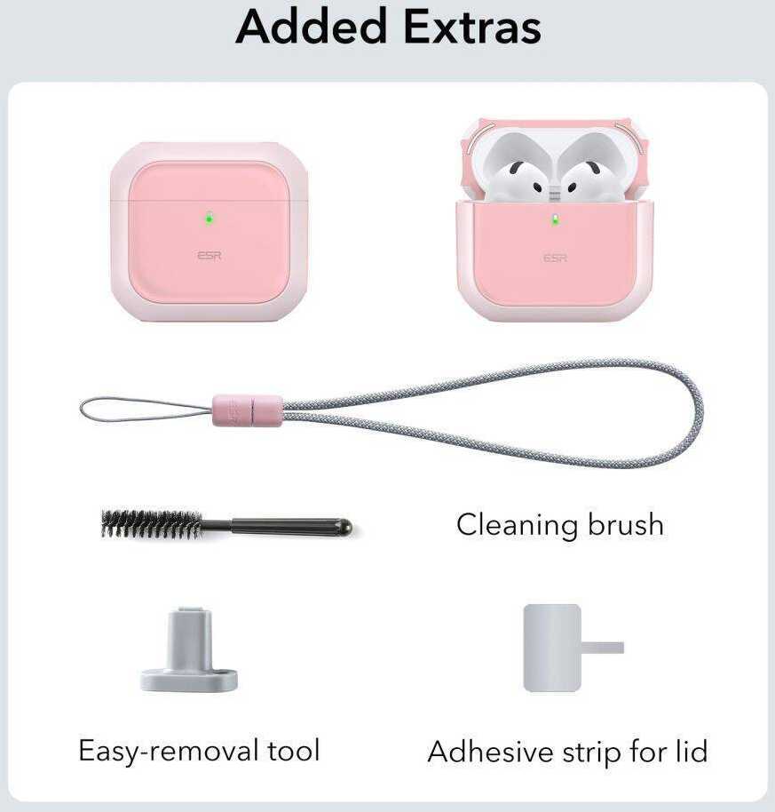 Apple AirPods 4 ESR Orbit Halolock MagSafe dėklas jūsų ausinėms rožinės spalvos