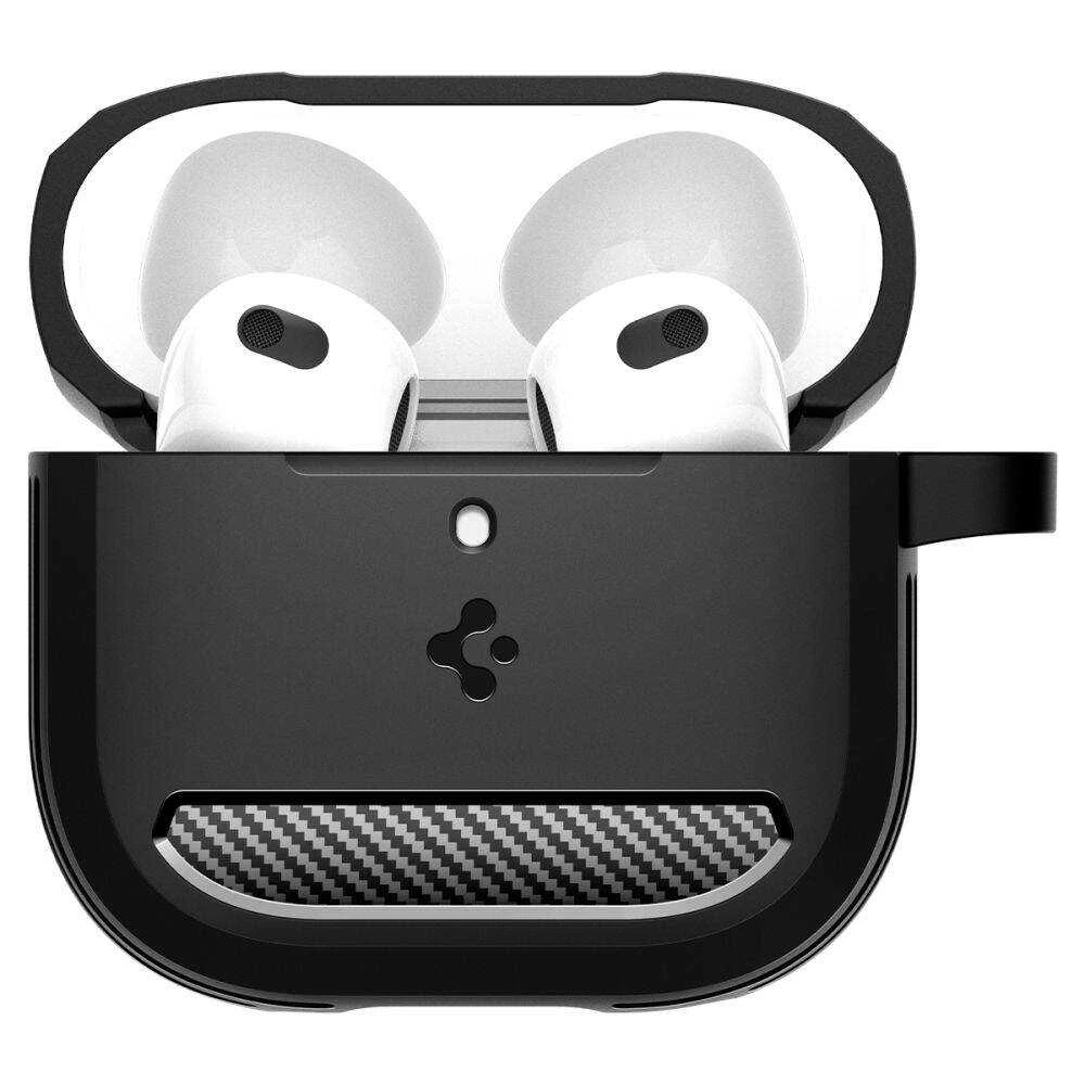 Apple AirPods 4 Spigen Rugged Armor Matte dėklas ausinėms juodos spalvos