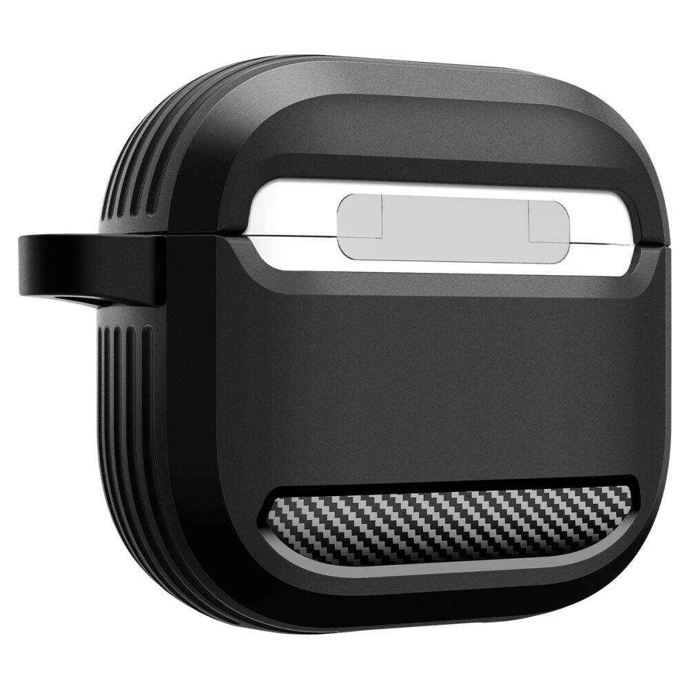 Apple AirPods 4 Spigen Rugged Armor Matte dėklas ausinėms juodos spalvos