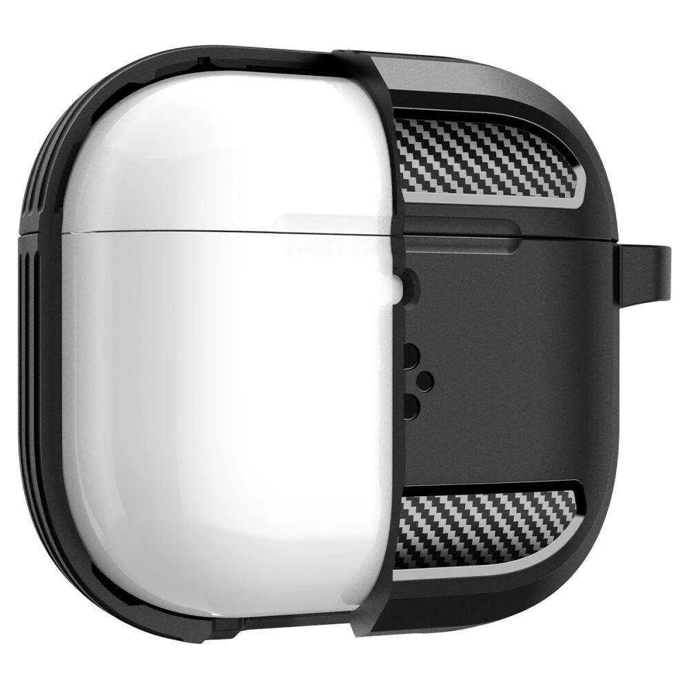 Apple AirPods 4 Spigen Rugged Armor Matte dėklas ausinėms juodos spalvos